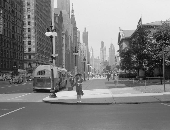 Michigan and Jackson 1940 Print