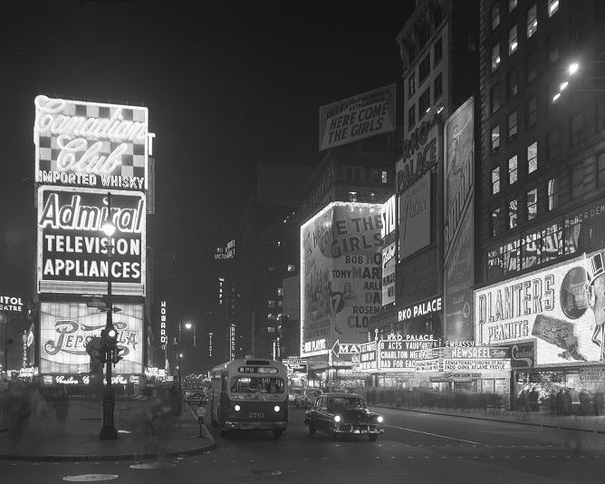 Times Square at Night 1953 Print
